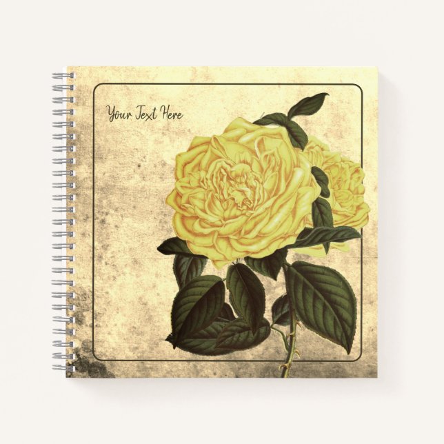 Carnet Vintage automatique de rose jaune (Devant)