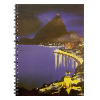 Carnet Vintage Beach at Night in Rio De Janeiro, Brazil