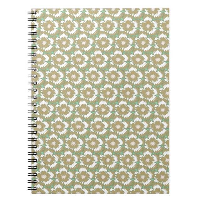 Carnet Vintage beige et vert fleuri Dianthus Barbatus (Devant)