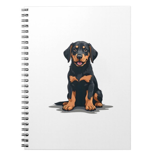 Carnet Vintage Black and Tan Dog Back View Illustration P (Devant)