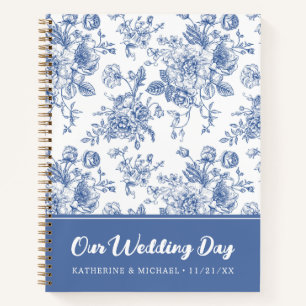 Carnet Vintage bleu Rose Floral   Notre jour de mariage