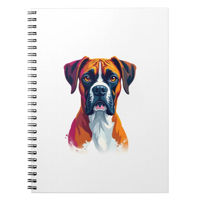 Carnet Vintage Boxer Dog Portrait Color Splash Pop Art Il (Devant)