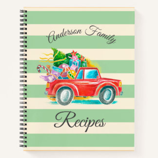 Carnet Vintage Camion Rouge Arbre de Noël Recettes Nom Ar