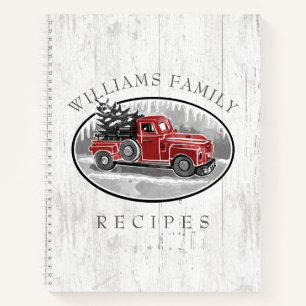 Carnet Vintage Camion Rouge Rustic Wood Family Recette