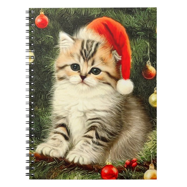 Carnet Vintage Christmas Kitten (Devant)