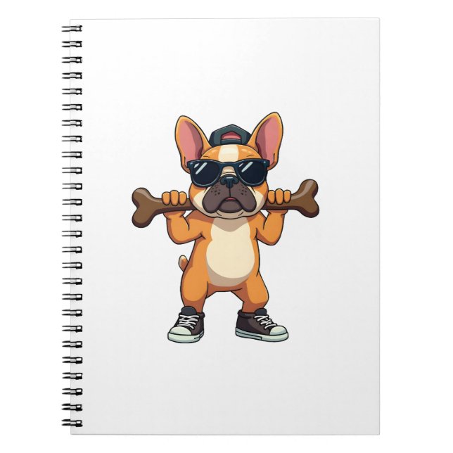 Carnet Vintage Cool French Bulldog Carrying Bone Cartoon  (Devant)
