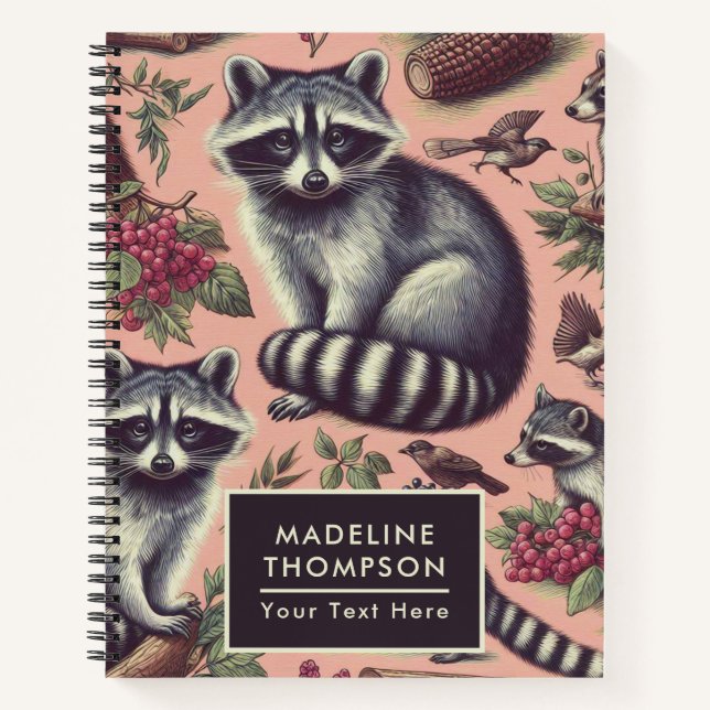 Carnet Vintage Cute Racoon (Devant)