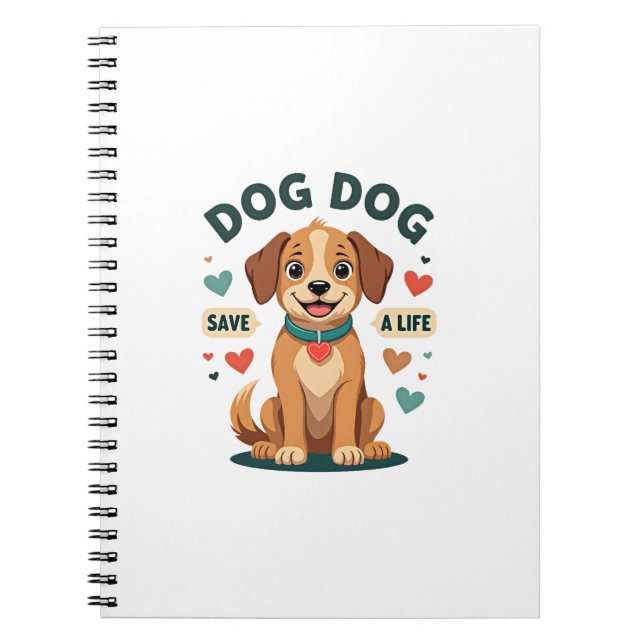 Carnet Vintage Cute Rescue Dog Save A Life Cartoon Puppy  (Devant)