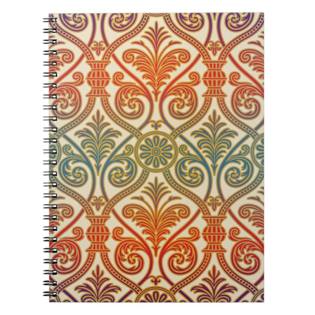Carnet Vintage Damask Contour Wallpaper - bleu violet rou (Devant)