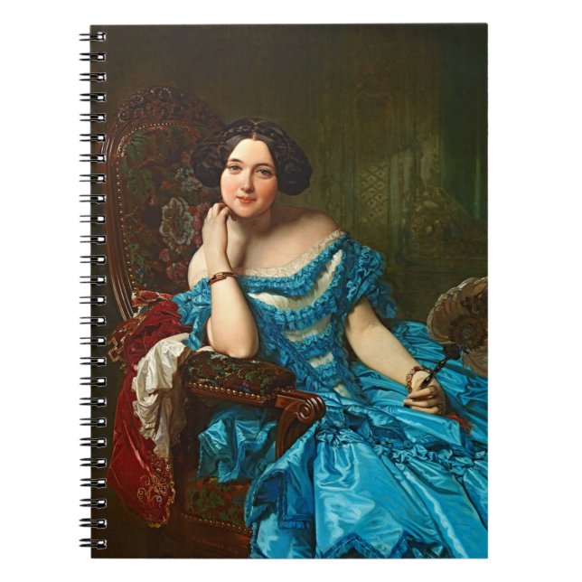 Carnet Vintage Dame Élégante En Robe Vert Bleu (Devant)
