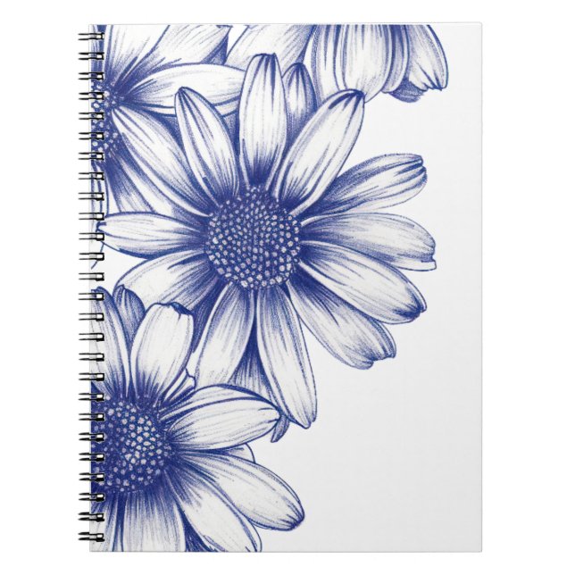 Carnet Vintage dessin marguerite violette (Devant)