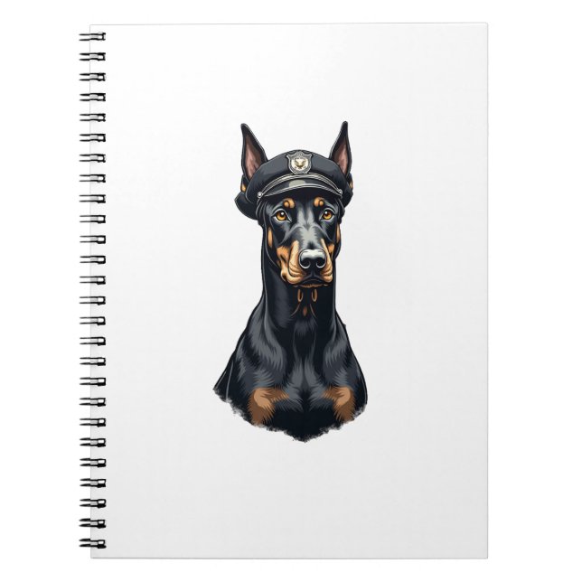 Carnet Vintage Doberman Police Dog Portrait Black and Whi (Devant)