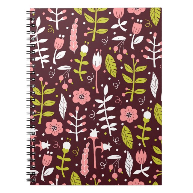 Carnet Vintage Doodle Floral sans couture Motif (Devant)