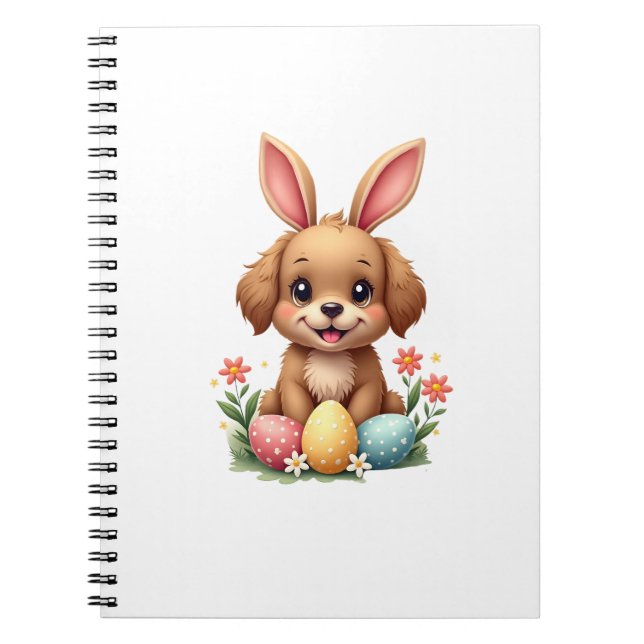 Carnet Vintage Easter Bunny Dog Cute Puppy Illustration w (Devant)