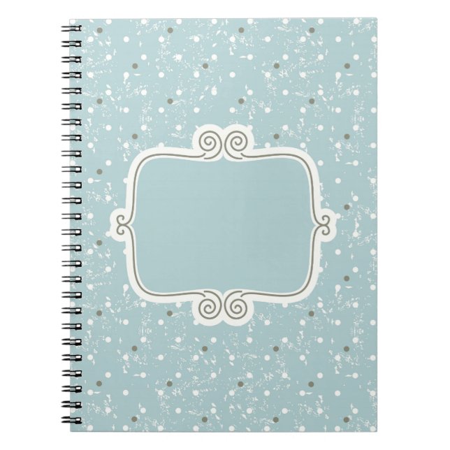Carnet Vintage, élégant, Bleu bébé, damassé, antique, chi (Devant)