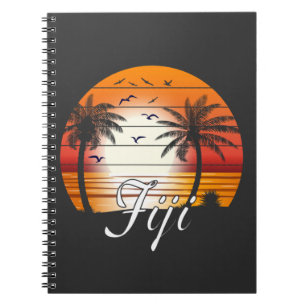 Carnet Vintage Fiji Palm Trees Summer Beach