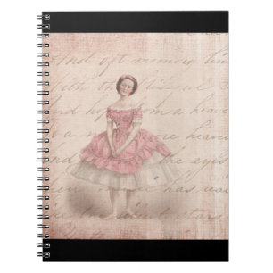 Carnet Vintage fille Ballerina dans un Tutu rose