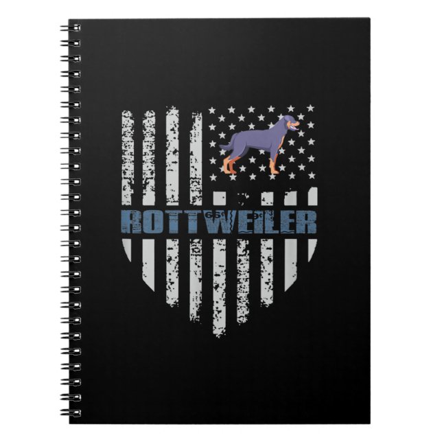 Carnet Vintage Flag American Rottweiler (Devant)