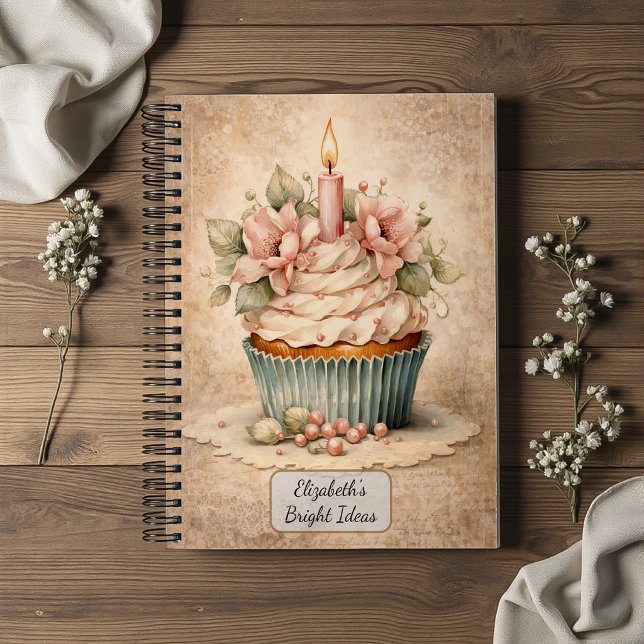Carnet Vintage Floral Cupcake (Créateur téléchargé)