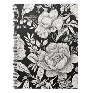 Carnet Vintage floral noir et blanc classique