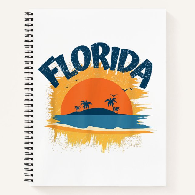 Carnet Vintage Florida Retro Tee Design Sunshine (Devant)