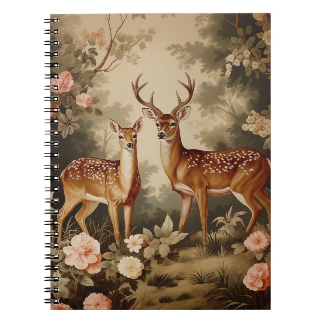 Carnet Vintage Forêt Florale Cerf (Devant)