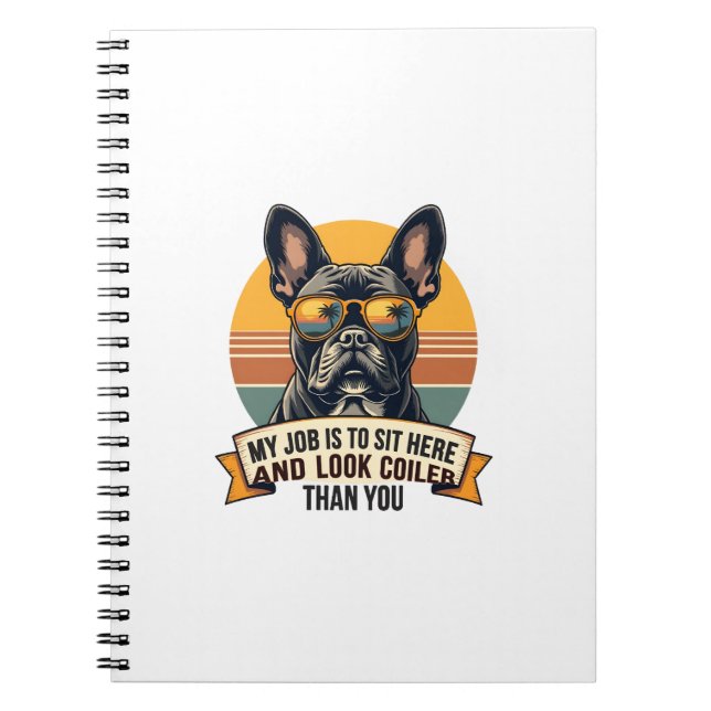 Carnet Vintage French Bulldog Sunglasses My Job Is To Sit (Devant)