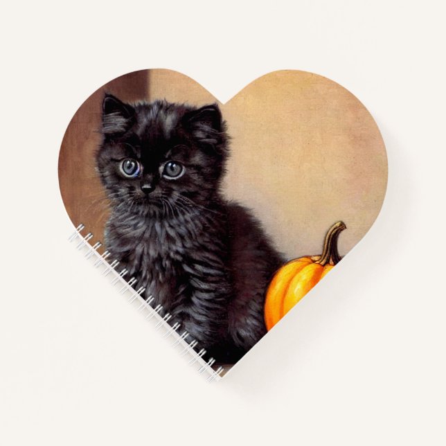 Carnet Vintage Halloween Black Kitten Illustration (Devant)