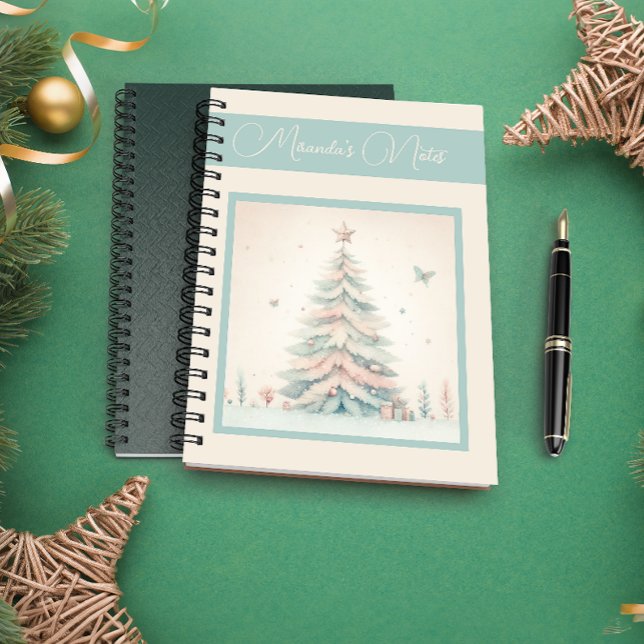 Carnet vintage Joyeux Noël personnalisé (Vintage pale Merry Christmas personalized Notebook)
