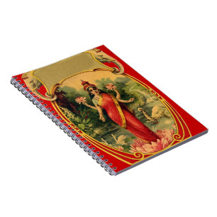 Carnet Vintage Lotus Fleur Déesse hindoue Lakshmi