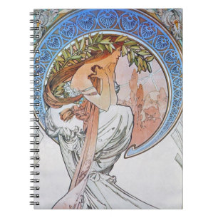 Carnet Vintage Lune Bleue Alphonse Mucha Lune Art Nouveau