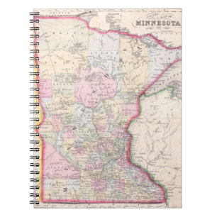Carnet Vintage Map of Minnesota (1864)