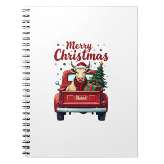 Carnet Vintage Merry Christmas Highland Cow Red Truck Hol