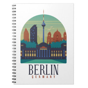 Carnet Vintage Minimal Berlin Allemagne Skyline Voyage