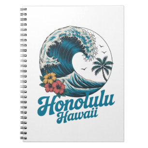 Carnet Vintage Minimal Honolulu Hawaii Aloha Voyage