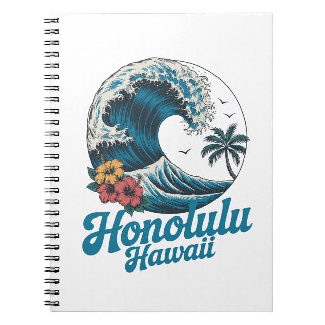 Carnet Vintage Minimal Honolulu Hawaii Aloha Voyage  (Devant)
