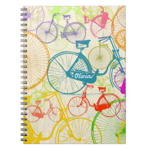 Carnet Vintage moderne Vélo couleur brillante Motif néon