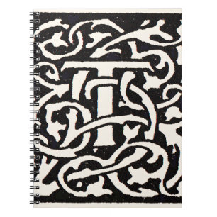 Carnet Vintage Monogram T Art Nouveau Letter