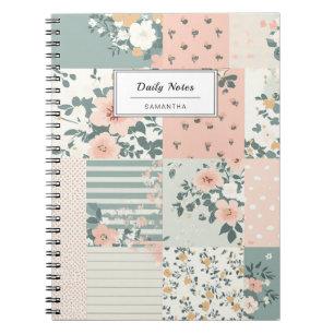 Carnet Vintage Motif de Patchwork Floral - Pastel (12)