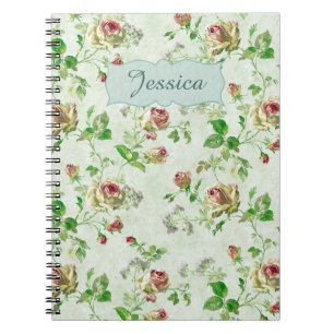Carnet Vintage motif floral rose Roses personnalisées