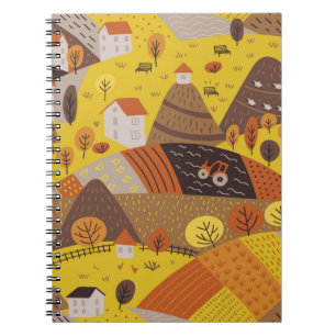 Carnet Vintage motif sans soudure du village d'automne la