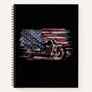Carnet Vintage Motorcycle USA Drapeau Retro Biker, Motorc