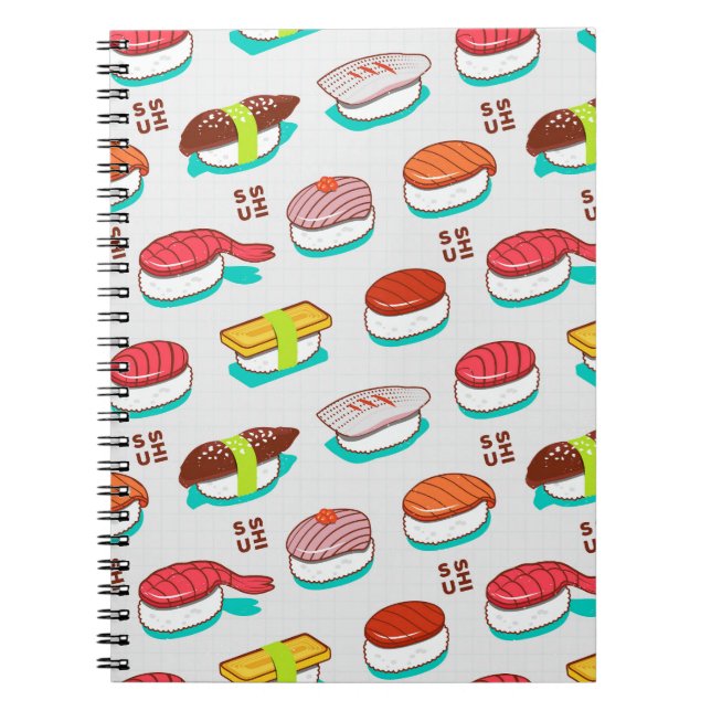 Carnet Vintage nigiri sushi, motif doodé (Devant)
