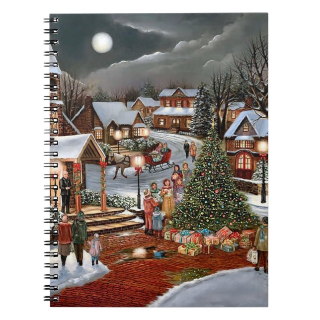 Carnet Vintage Noël paysage enneigé (Devant)