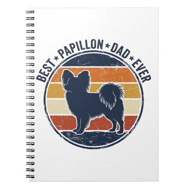Carnet Vintage Papillon Dog Dad Retro Sunset Shirt Design (Devant)