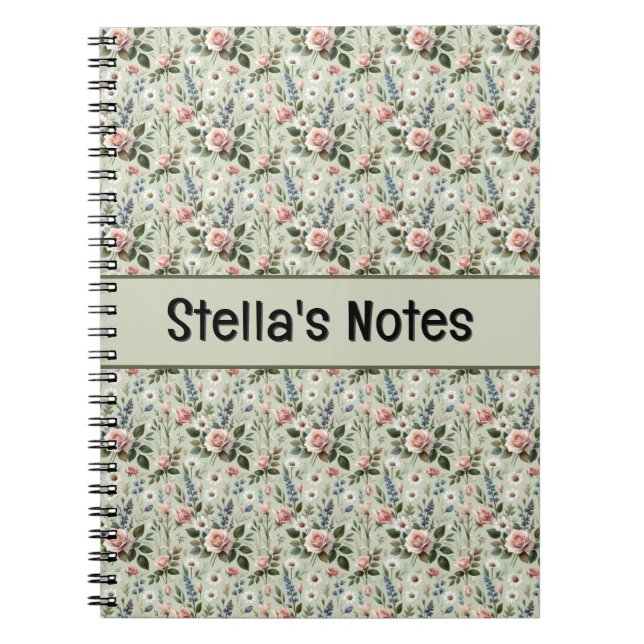 Carnet Vintage Pastel Floral Motif botanique (Devant)