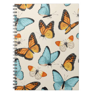 Carnet vintage pattern with high detailed tropic butterfl
