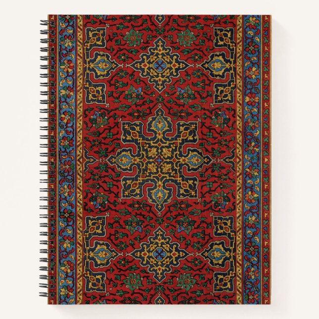 Carnet Vintage Persian Rug Pattern Red Blue Arabesque (Devant)