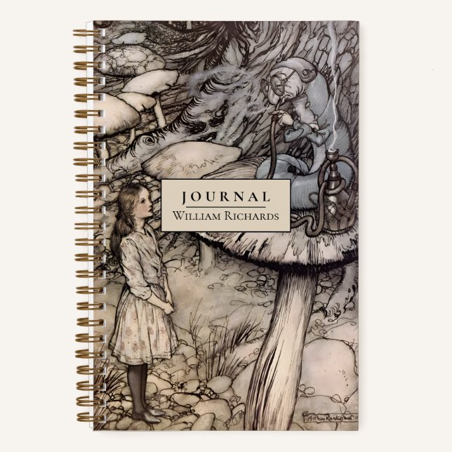 Carnet Vintage personnalisé Alice Wonderland Art pointé (Recto)