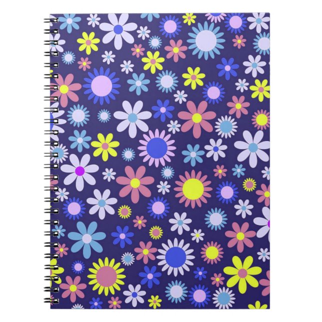 Carnet Vintage Pop Art Style Fleurs marguerites Motif (Devant)